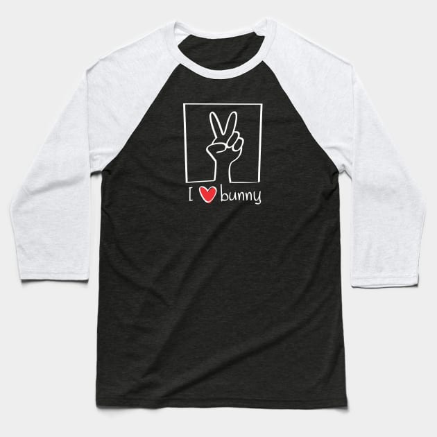 peace and love bunny Baseball T-Shirt by denufaw